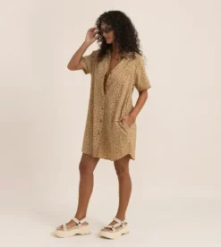 Roark Bless Up Breathable Stretch Dress CaramelLeopard Sale