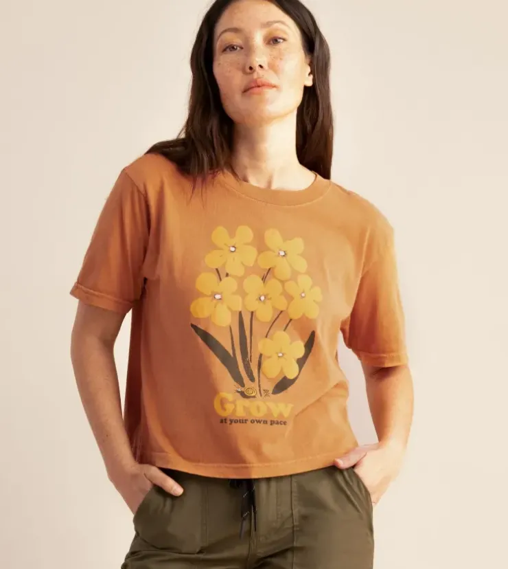 Roark Bloom Boxy Crop Premium Tee Marigold Outlet