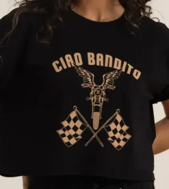 Roark Ciao Bandito Cropped Boxy Premium Tee Black Clearance
