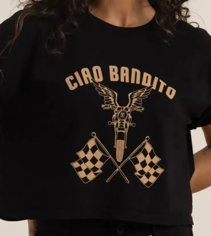 Roark Ciao Bandito Cropped Boxy Premium Tee Black Clearance