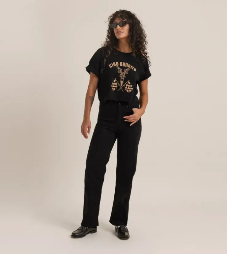 Roark Ciao Bandito Cropped Boxy Premium Tee Black Clearance