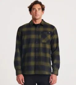 Roark Crossroads Long Sleeve Flannel DarkMilitaryPlaid Online