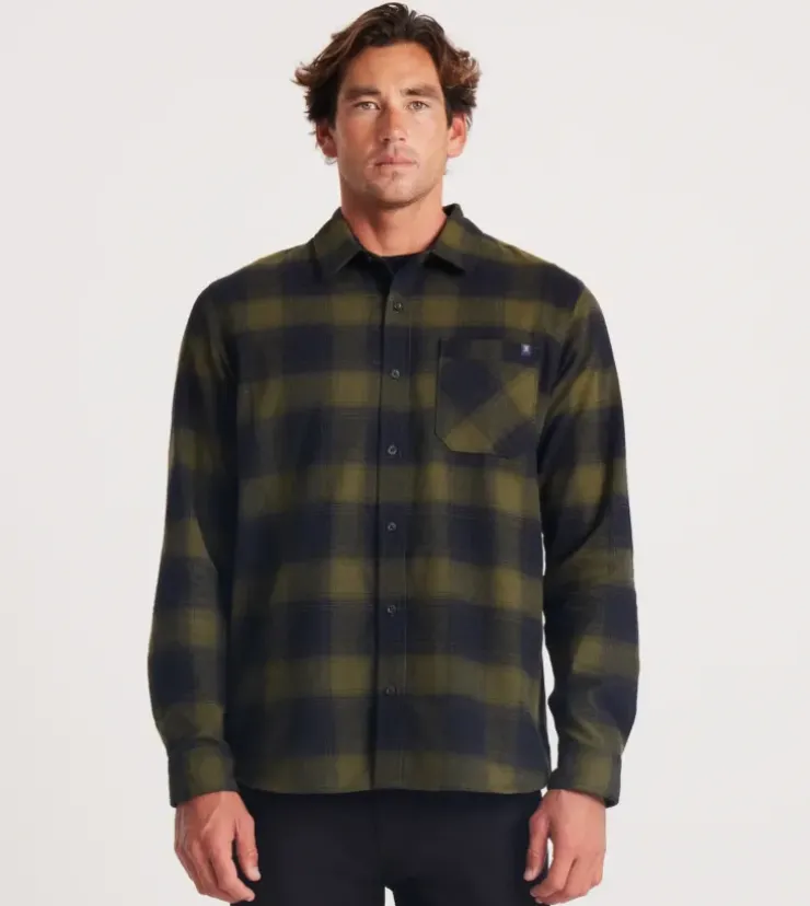 Roark Crossroads Long Sleeve Flannel DarkMilitaryPlaid Online
