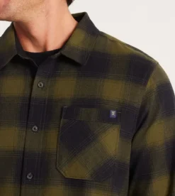 Roark Crossroads Long Sleeve Flannel DarkMilitaryPlaid Online
