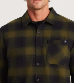 Roark Crossroads Long Sleeve Flannel DarkMilitaryPlaid Online