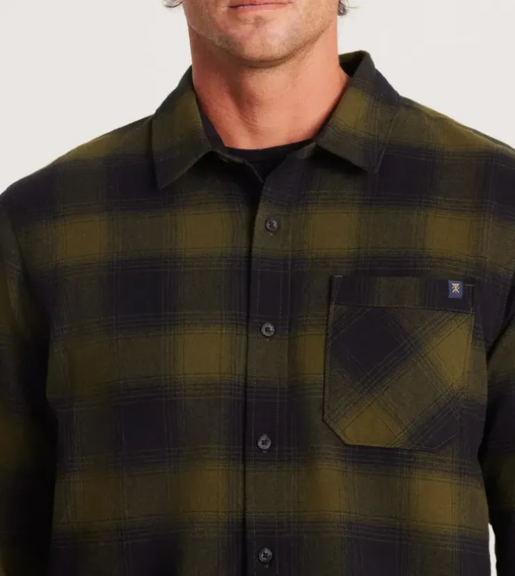 Roark Crossroads Long Sleeve Flannel DarkMilitaryPlaid Online