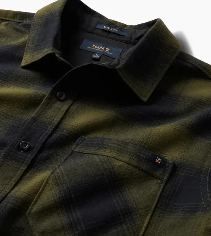 Roark Crossroads Long Sleeve Flannel DarkMilitaryPlaid Online