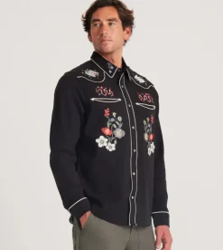 Roark The Lone Wolf Long Sleeve Button Up Shirt Black Hot