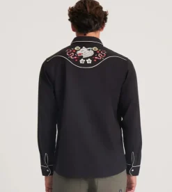 Roark The Lone Wolf Long Sleeve Button Up Shirt Black Hot