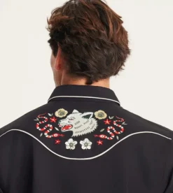 Roark The Lone Wolf Long Sleeve Button Up Shirt Black Hot