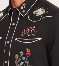 Roark The Lone Wolf Long Sleeve Button Up Shirt Black Hot