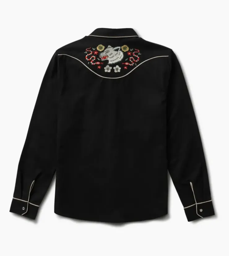 Roark The Lone Wolf Long Sleeve Button Up Shirt Black Hot
