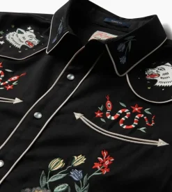 Roark The Lone Wolf Long Sleeve Button Up Shirt Black Hot