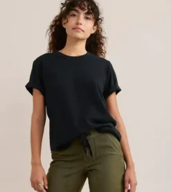 Roark Well Worn Organic Knit Top Black Hot
